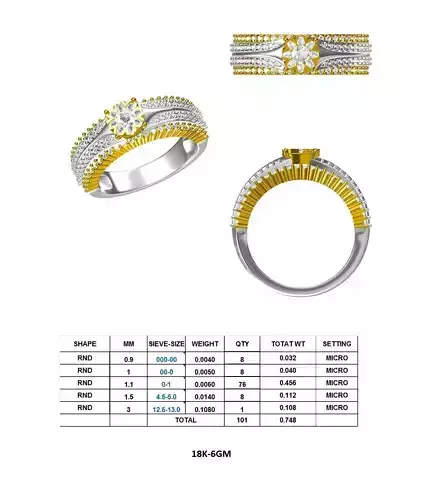 SMR02445 diamond ring gold and gold