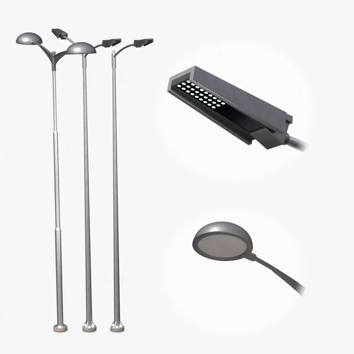Street Lights - Modern Roadway Trio 3D Model Pack
