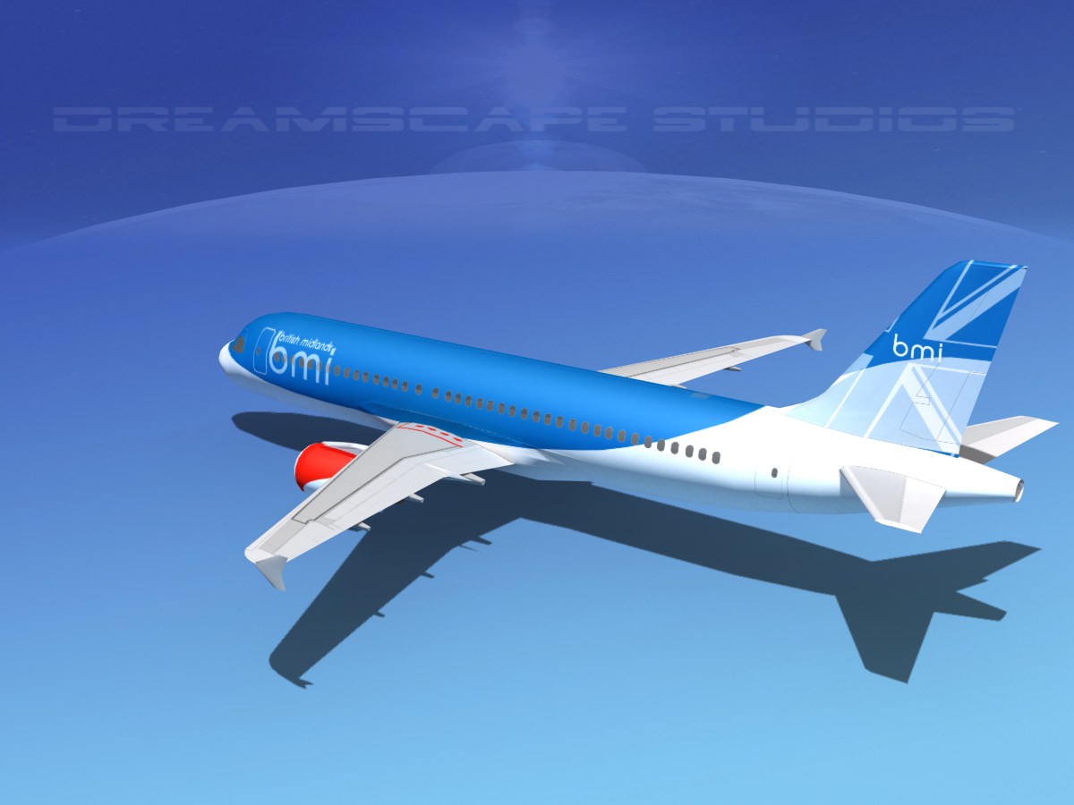 Airbus A320 LP British Midland Low-poly 3D model_12