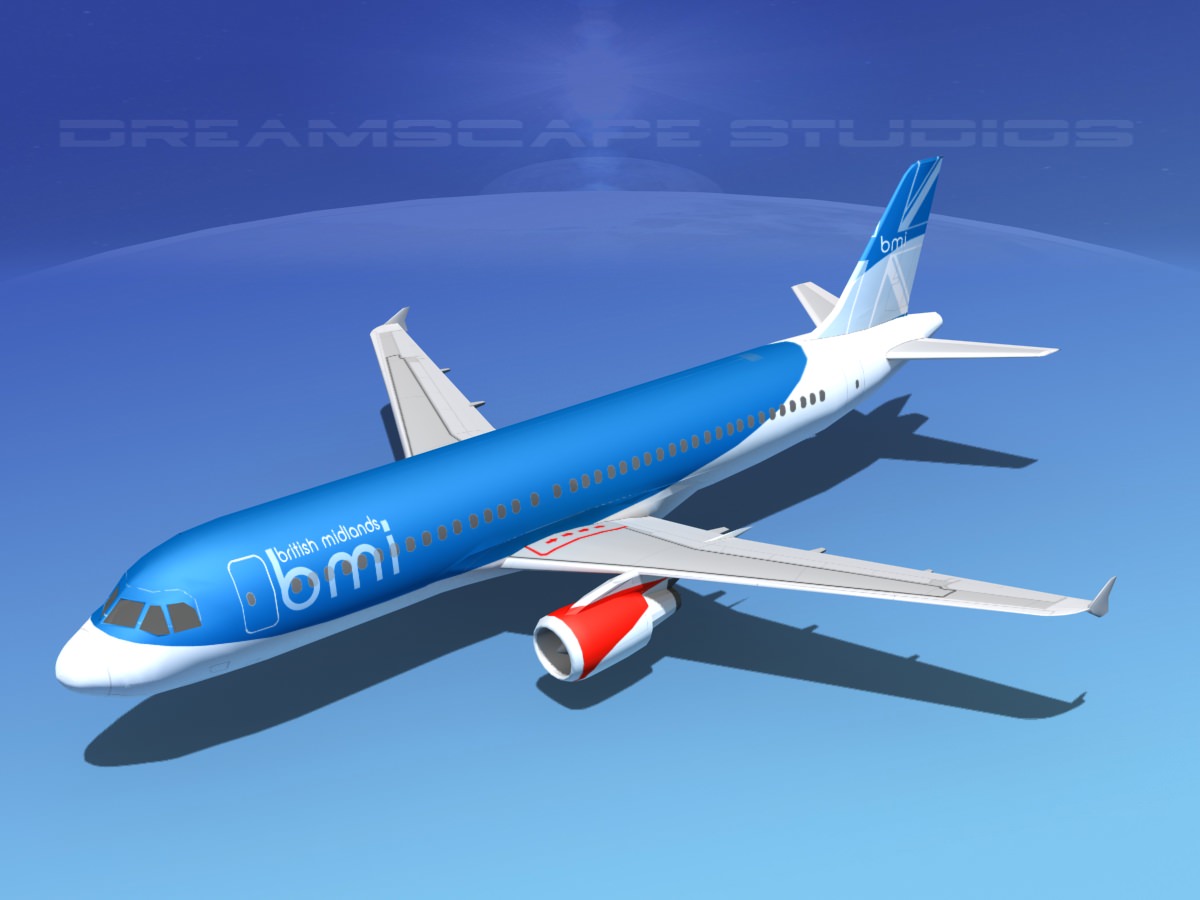 Airbus A320 LP British Midland Low-poly 3D model_13