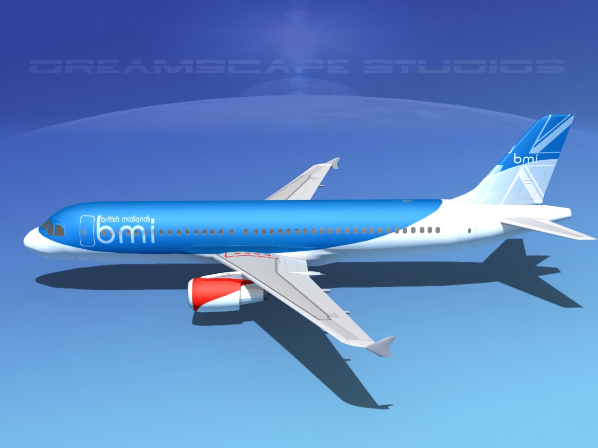 Airbus A320 LP British Midland Low-poly 3D model_14