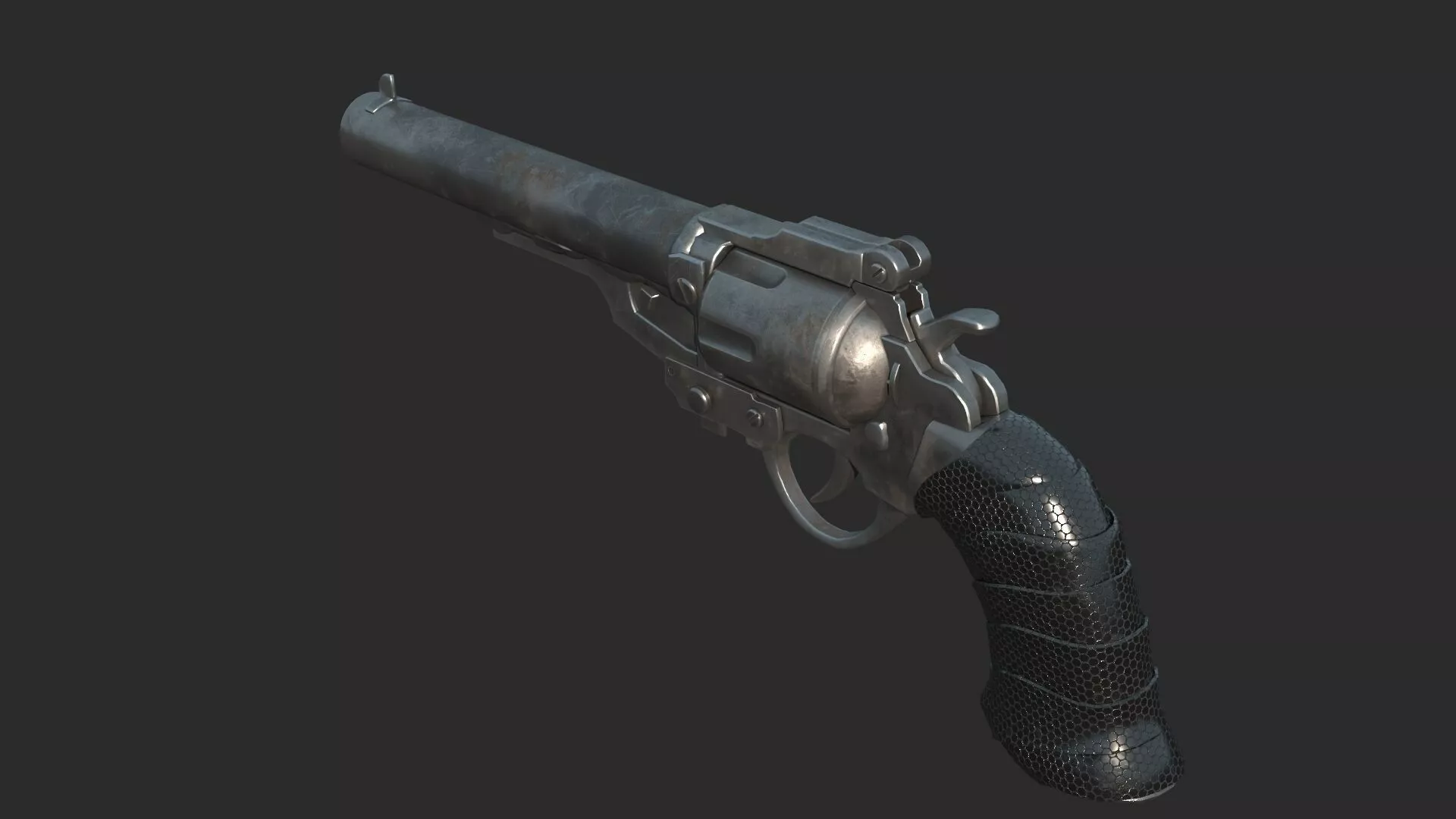 Future apocalyptic-style assembled revolver 3D model