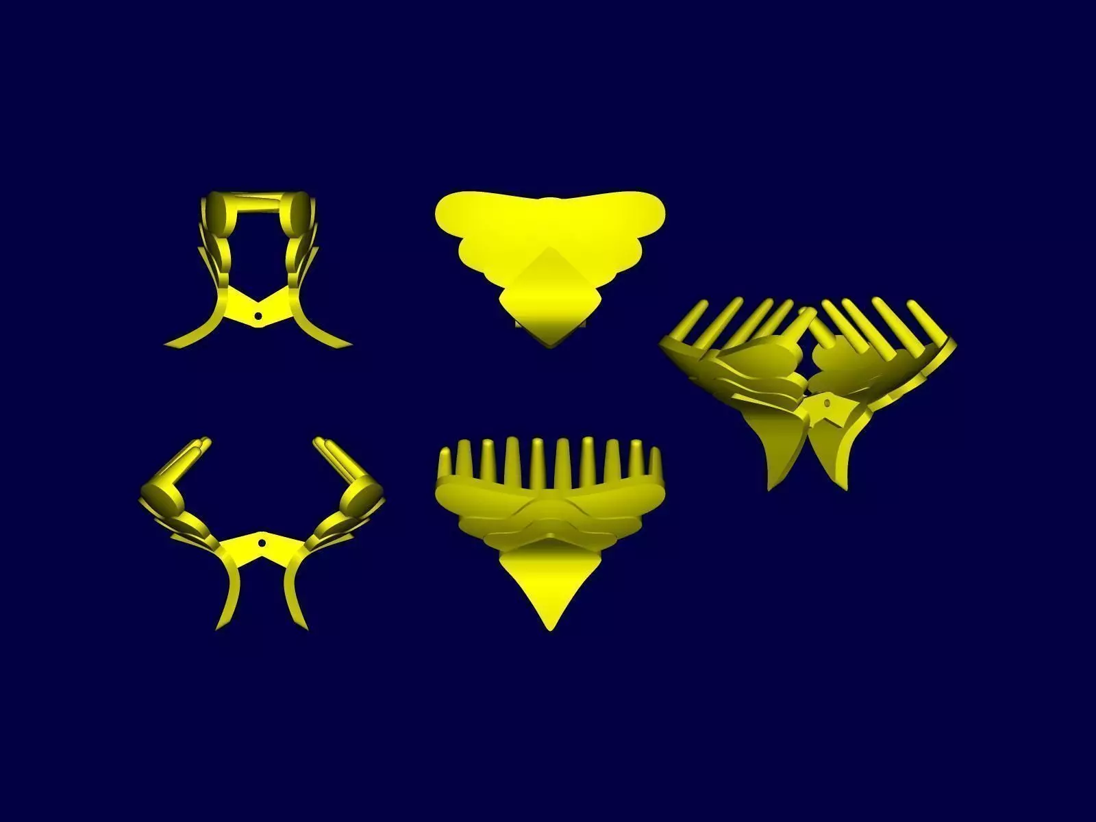 Clip set of golden combs 3D print model_0