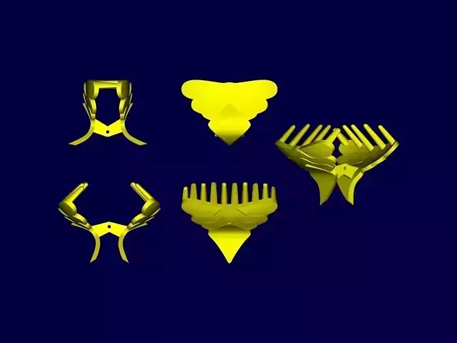 Clip set of golden combs 3D print model