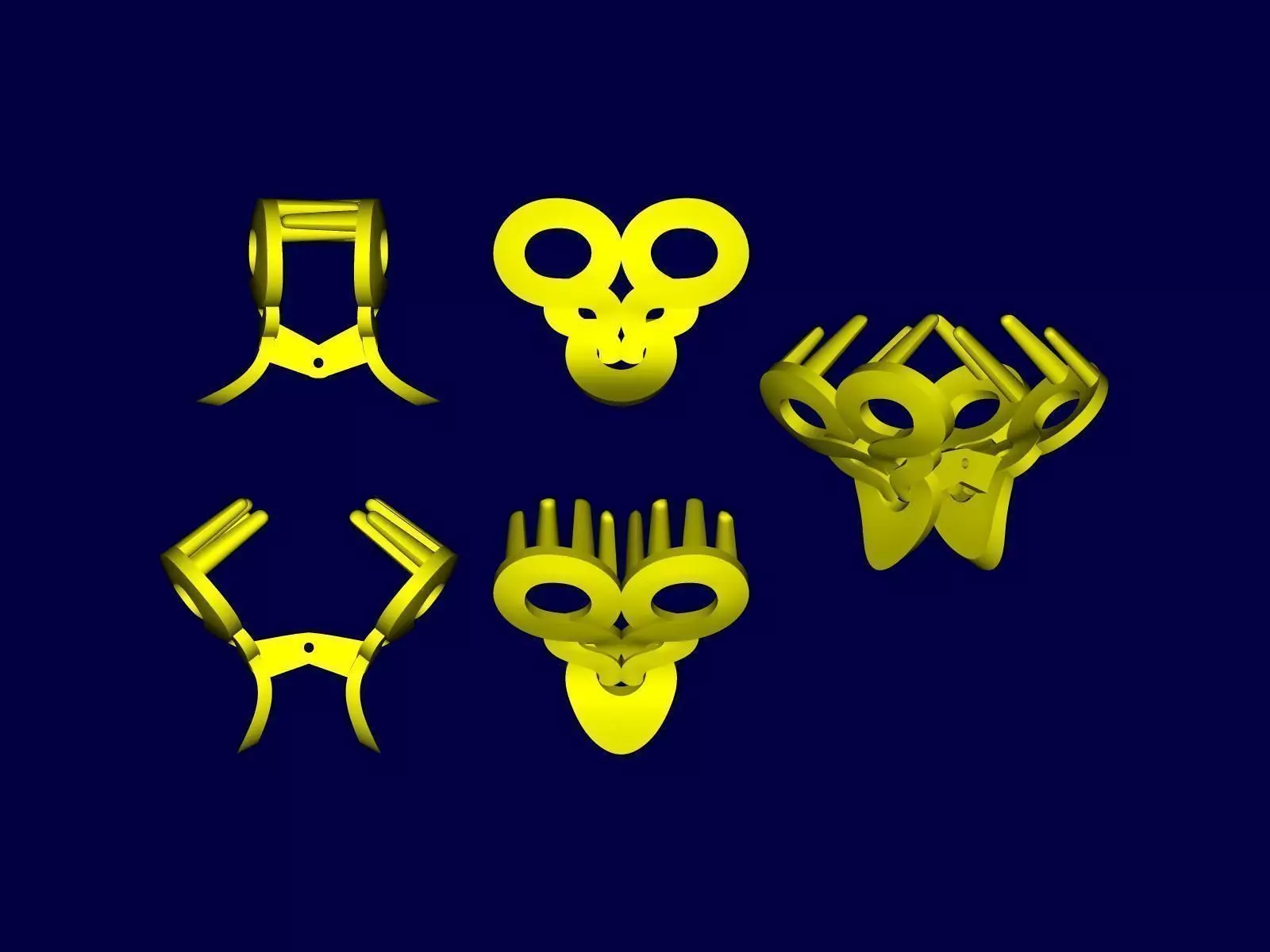 Clip set of gold earrings 3D print model_0