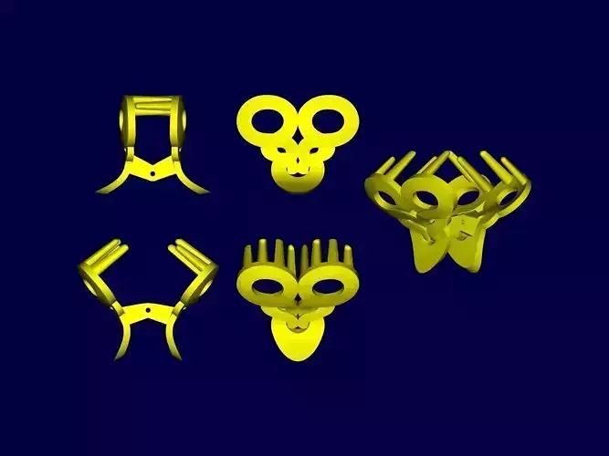 Clip set of gold earrings 3D print model