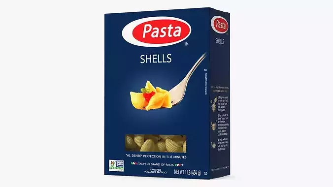 Pasta Shells Box Packaging 3D model 2