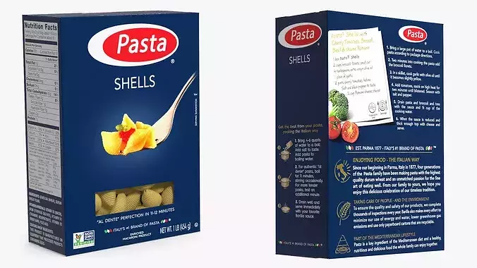 Pasta Shells Box Packaging 3D model