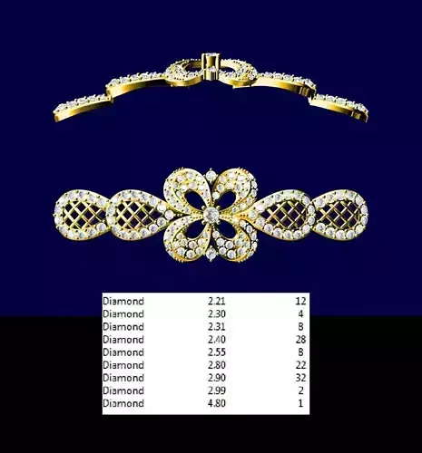 Clip gold and diamond bracelet 3D print model