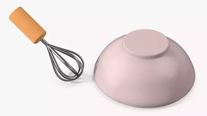 Cartoon Mixing Bowl with Whisk 3D model 7
