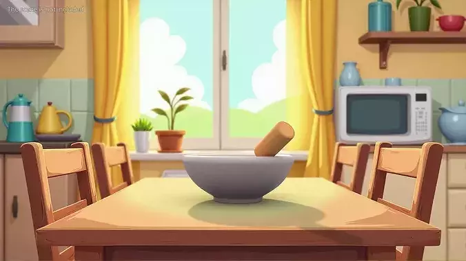 Cartoon Mixing Bowl with Whisk 3D model 3