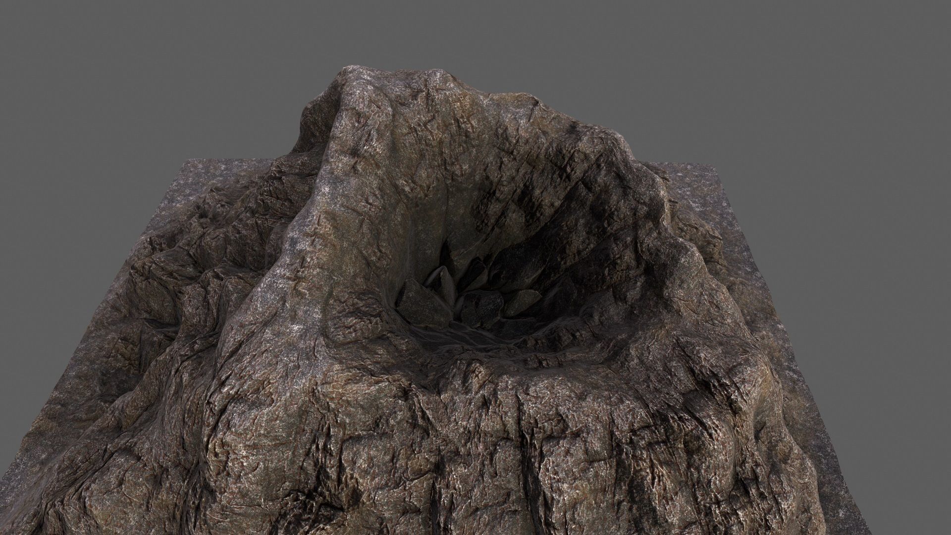 Volcano mountain Low-poly 3D model_1