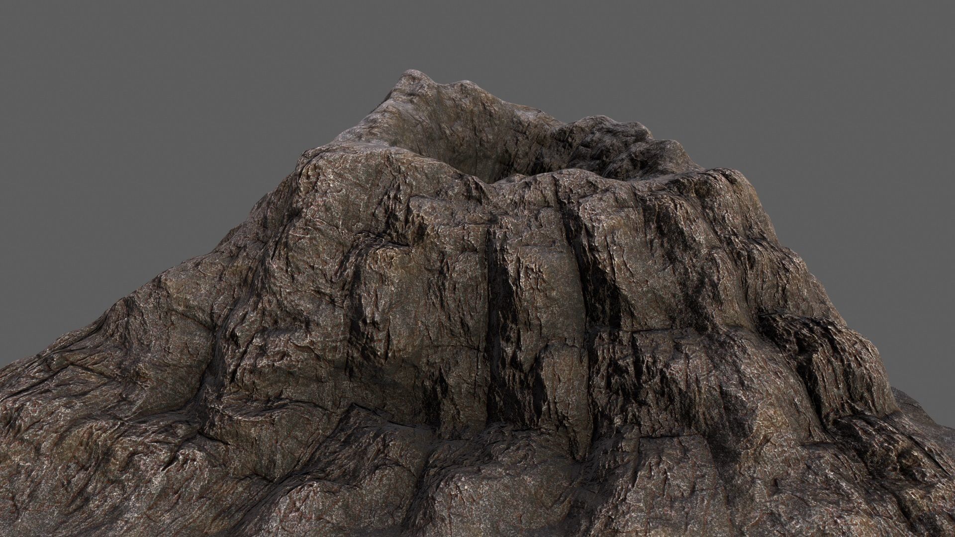 Volcano mountain Low-poly 3D model_3