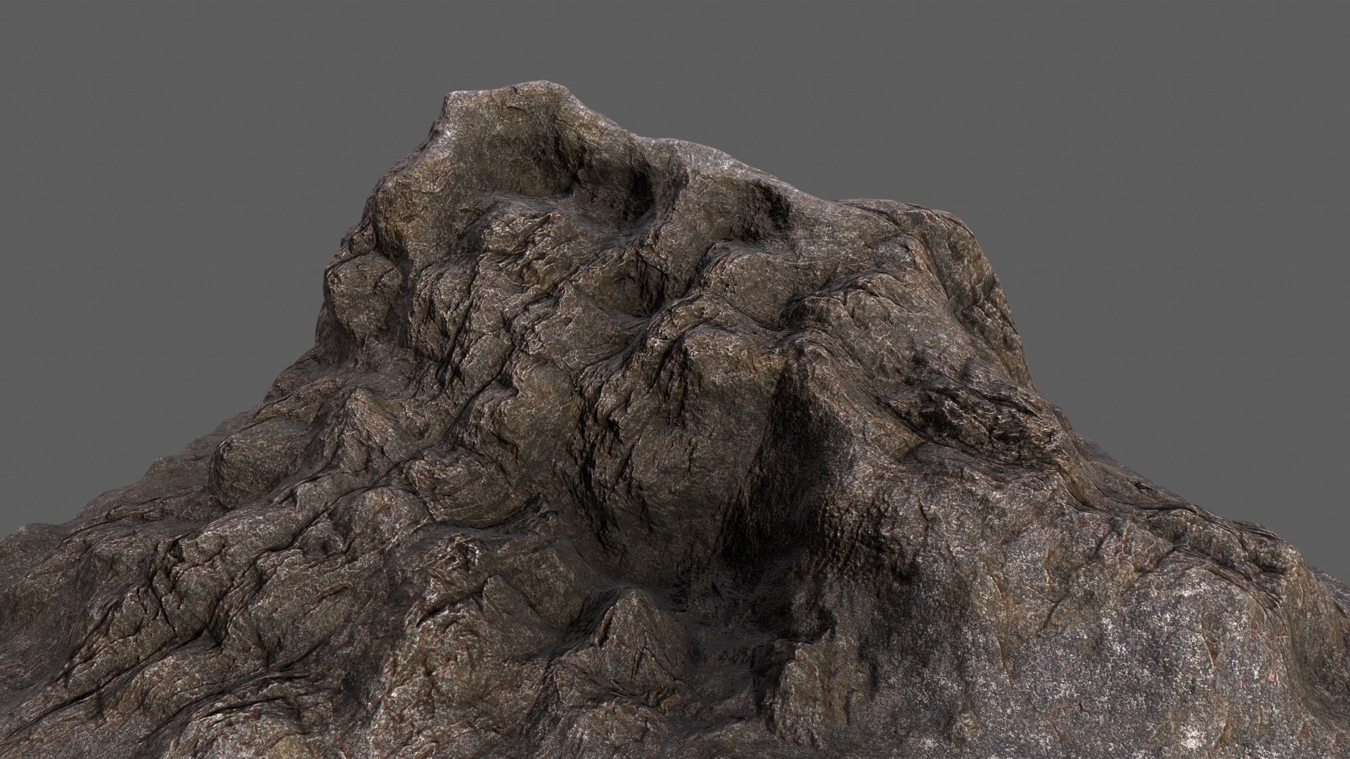 Volcano mountain Low-poly 3D model_4