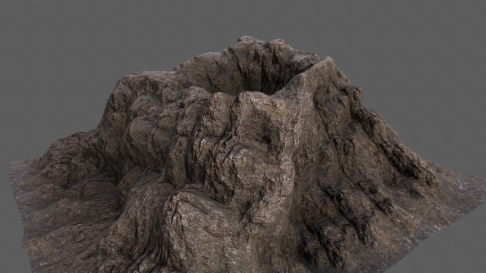 Volcano mountain Low-poly 3D model_8