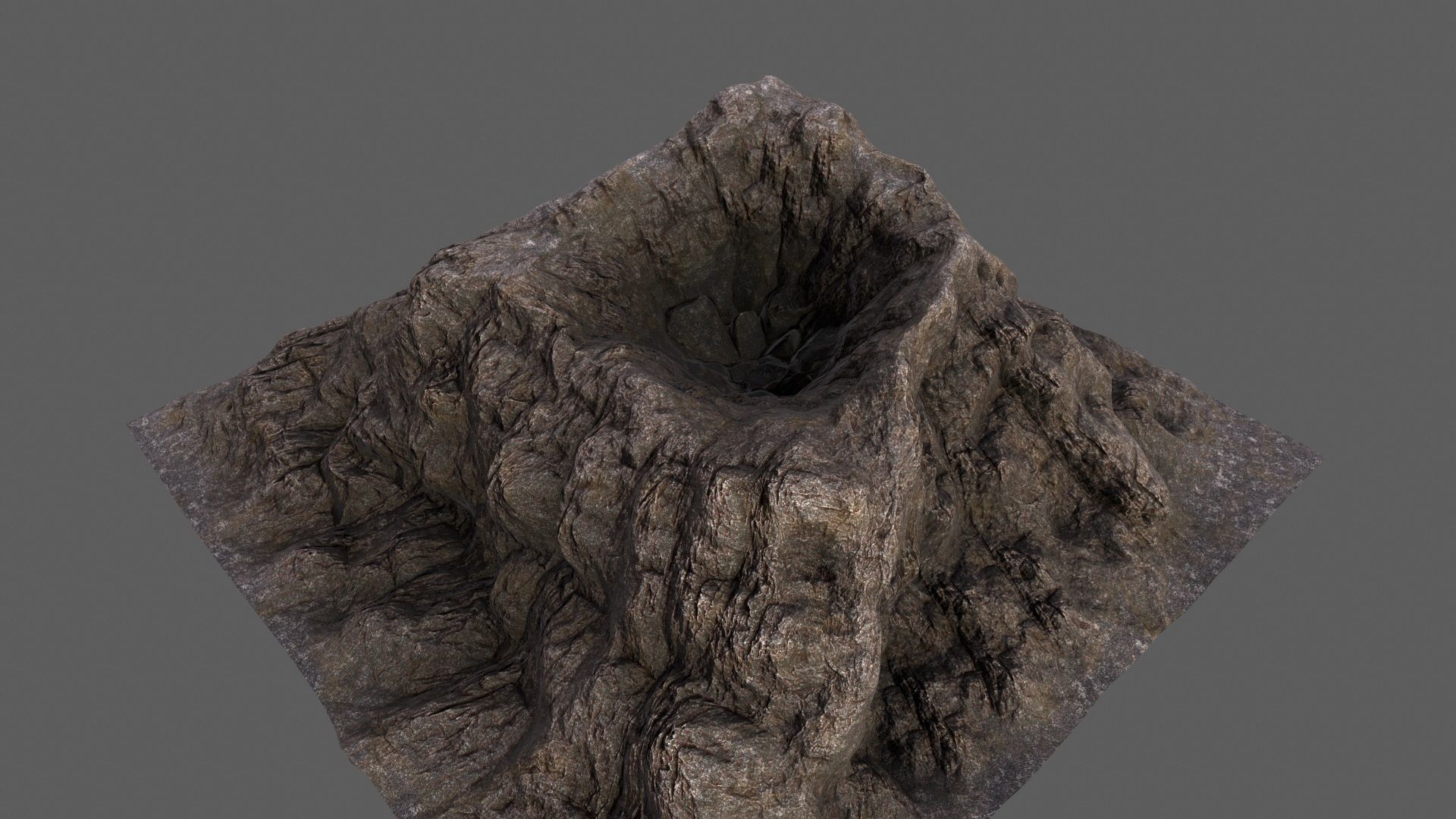 Volcano mountain Low-poly 3D model_16