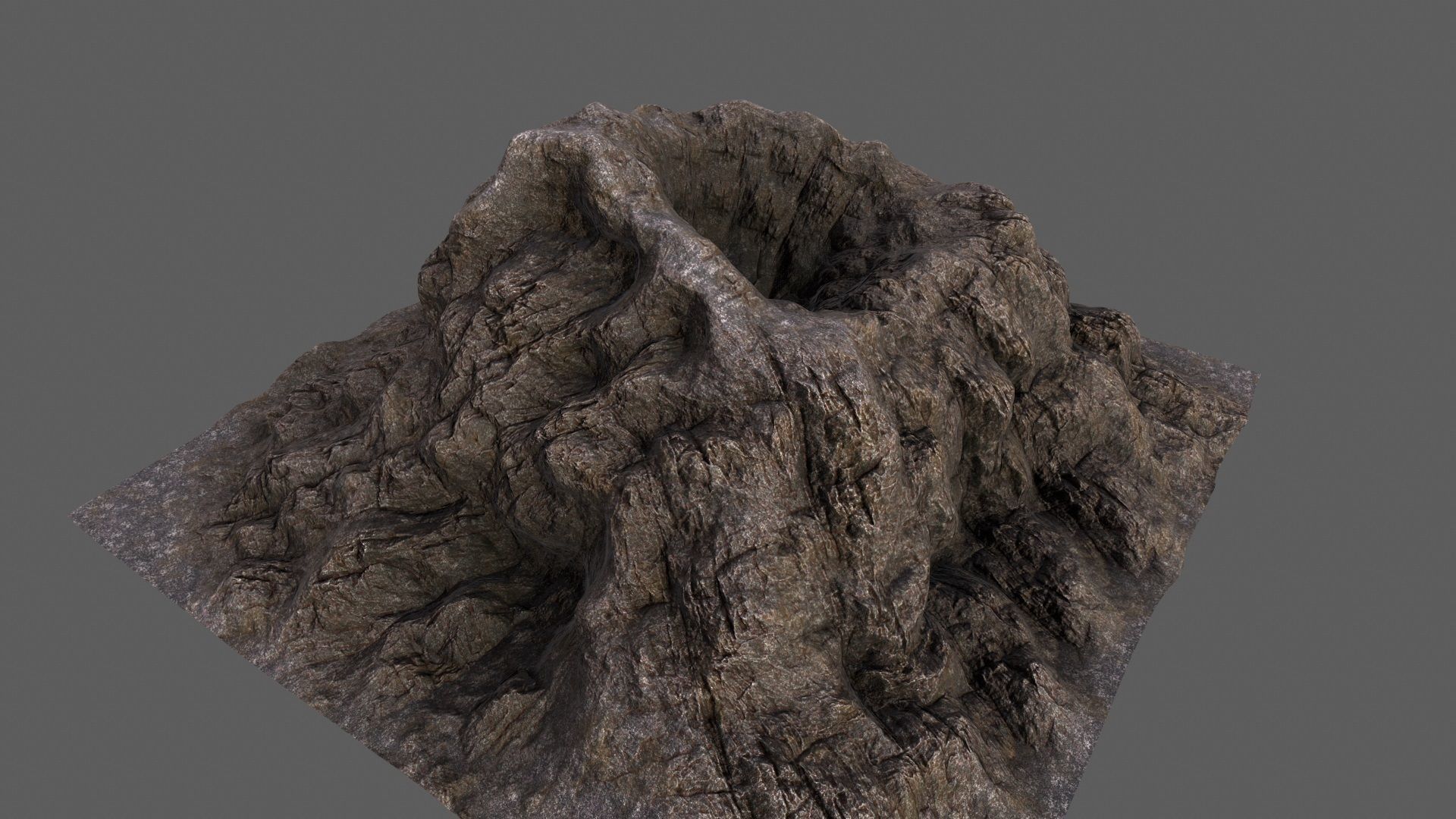 Volcano mountain Low-poly 3D model_5