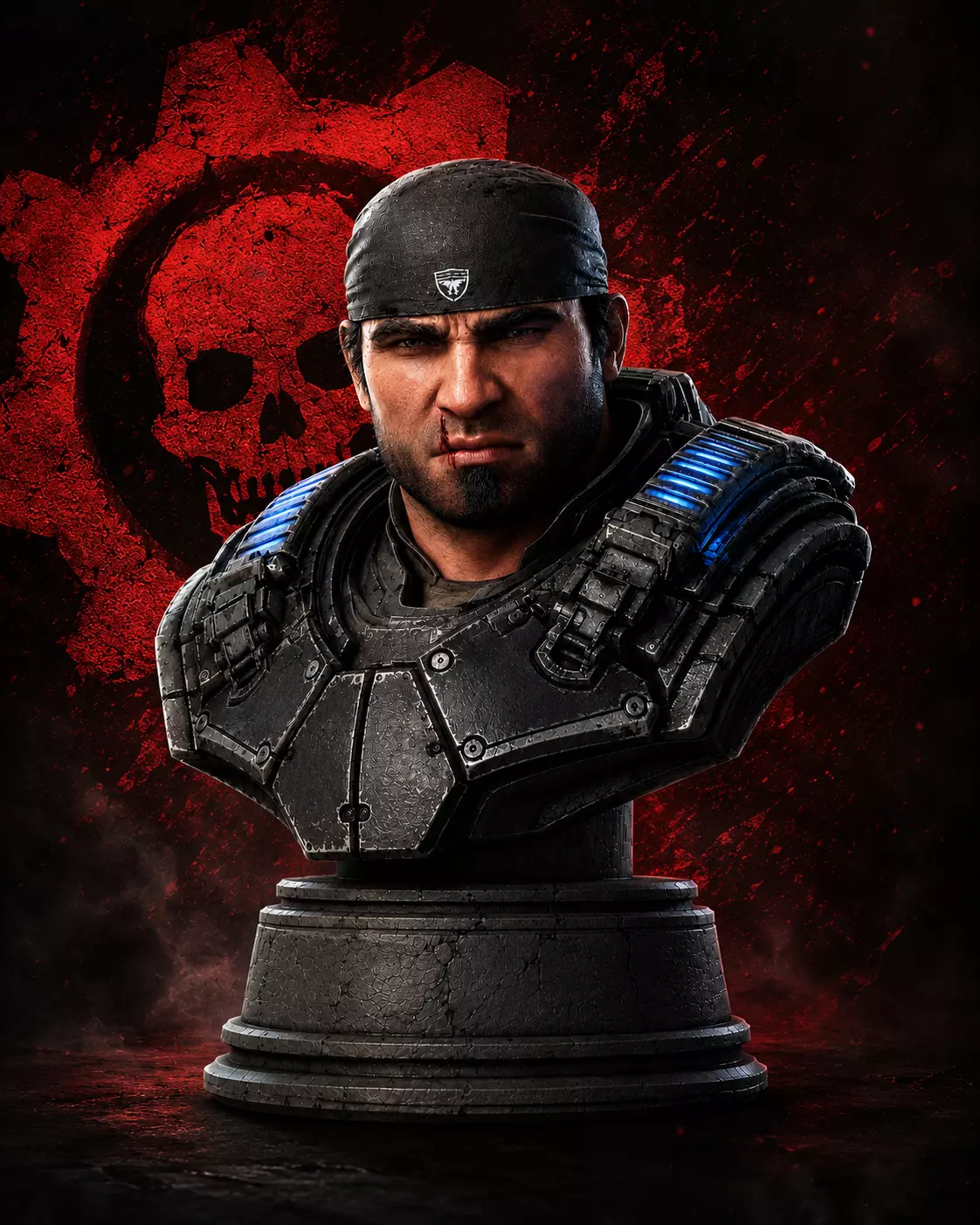 Marcus Fenix E-Day Bust STL Legendary COG Hero Display Model 3D print model