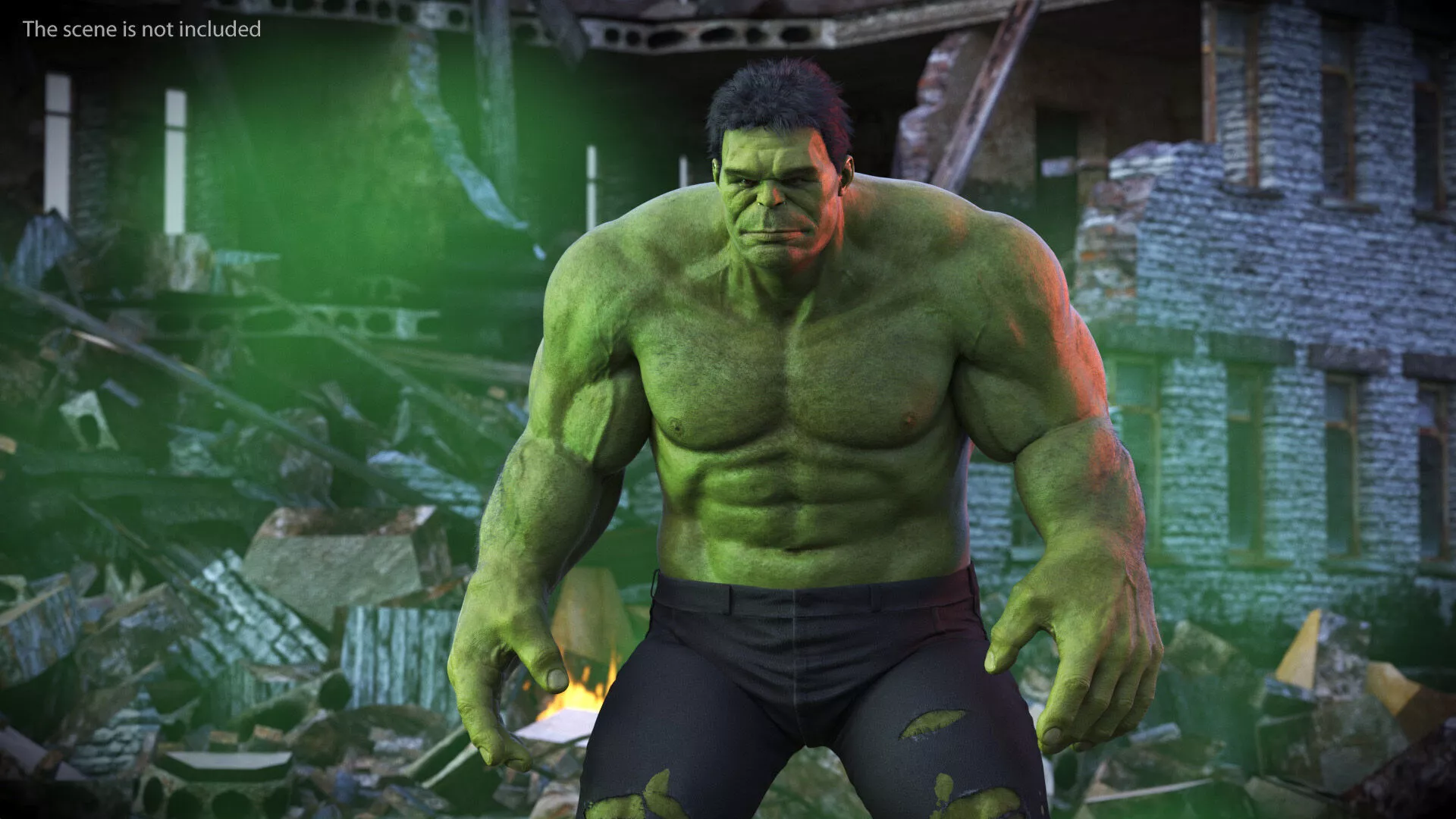 Hulk Idle Fur Animated Rigged 3D model