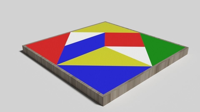 Wooden Jigsaw Puzzle toy for children Low-poly 3D model