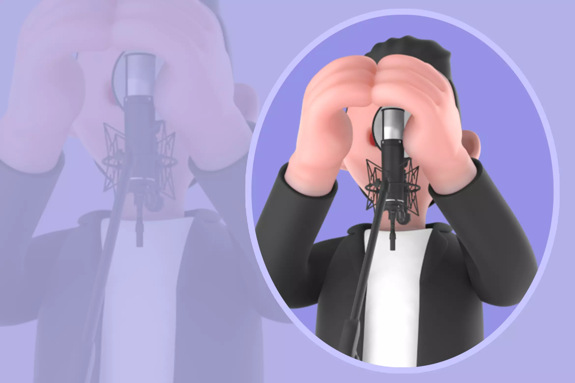 Stylized 3D Singer Character - Cartoon Mic Stand 3D model