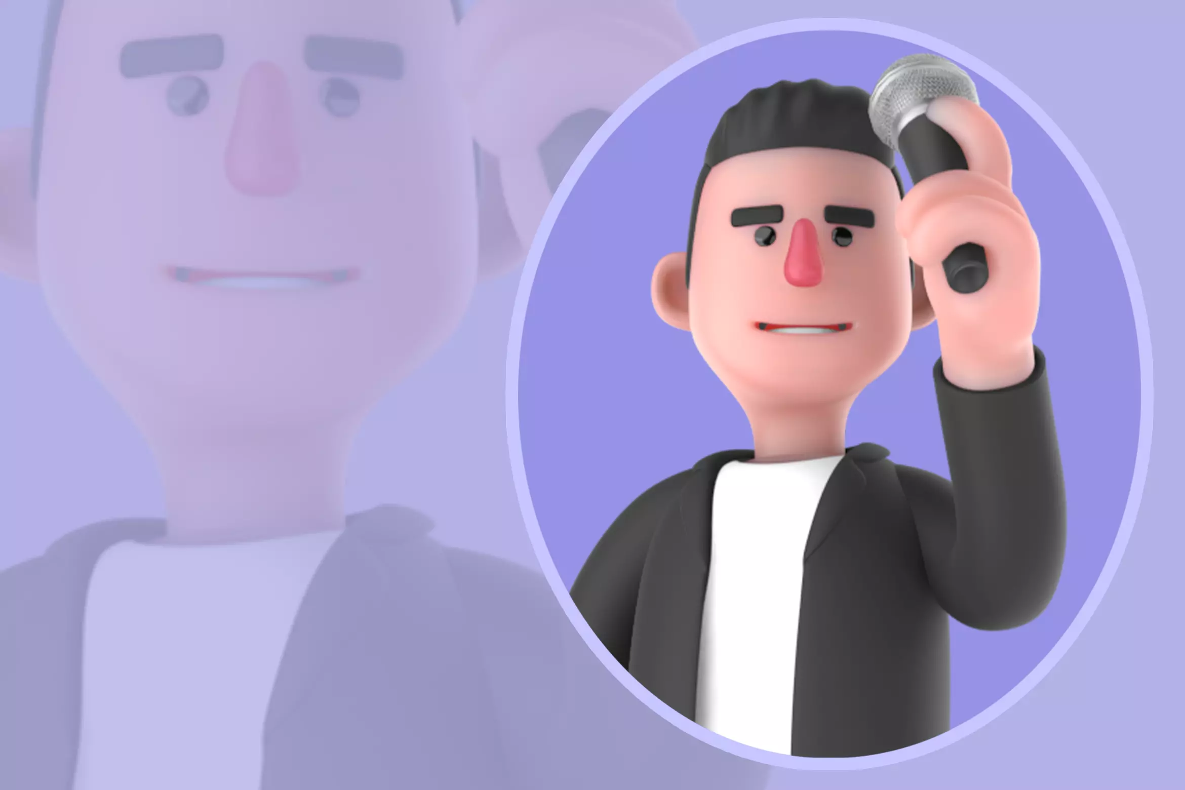 Stylized 3D Singer Character - Cartoon Mic Performer 3D model