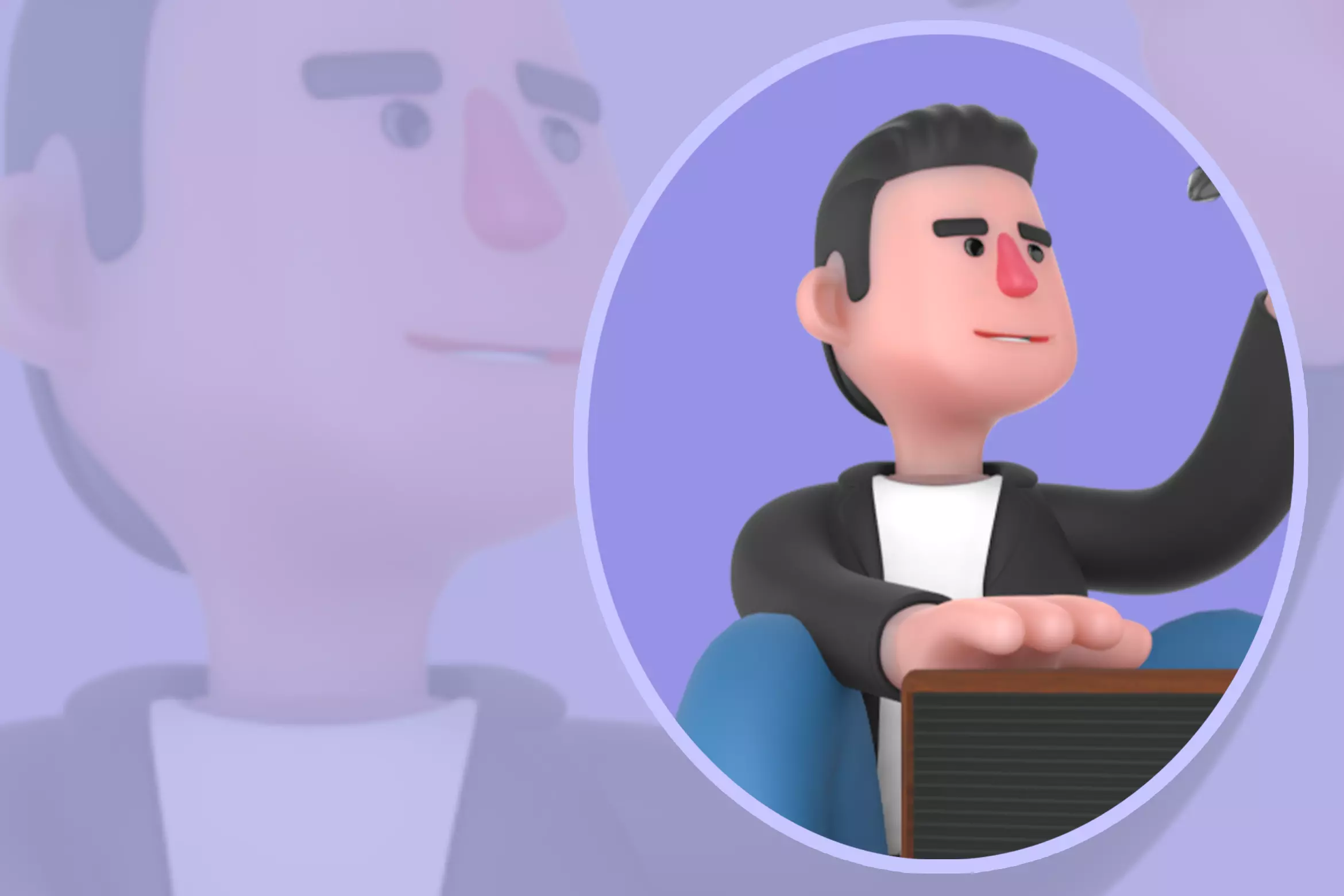 Stylized 3D Musician Character - Cartoon Mic Behind Speaker 3D model