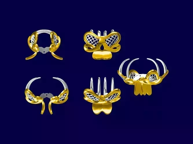 Clip four gold horns 3D print model