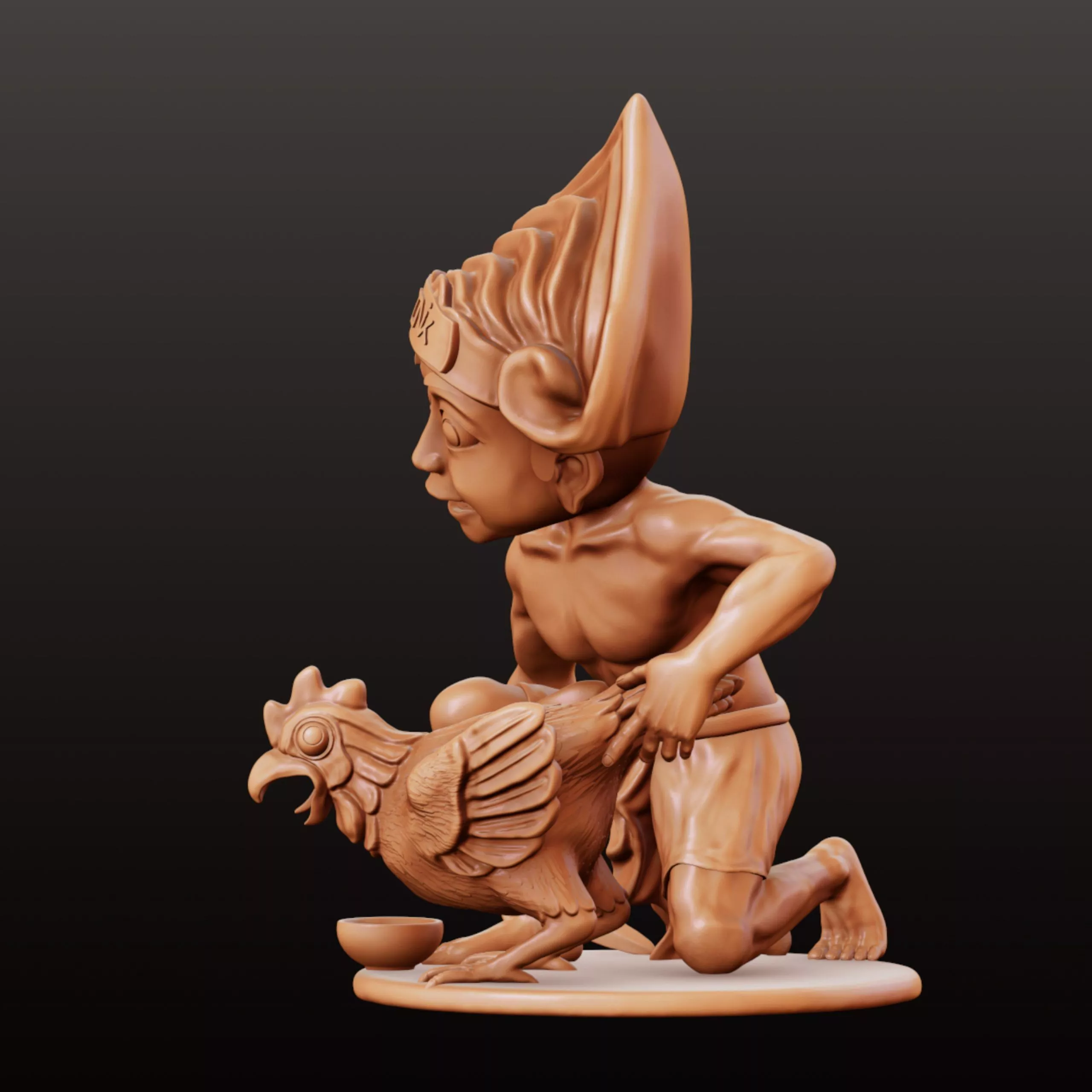 Nang Kocong Catching Sacred Chicken Balinese 3D Model 3D print model