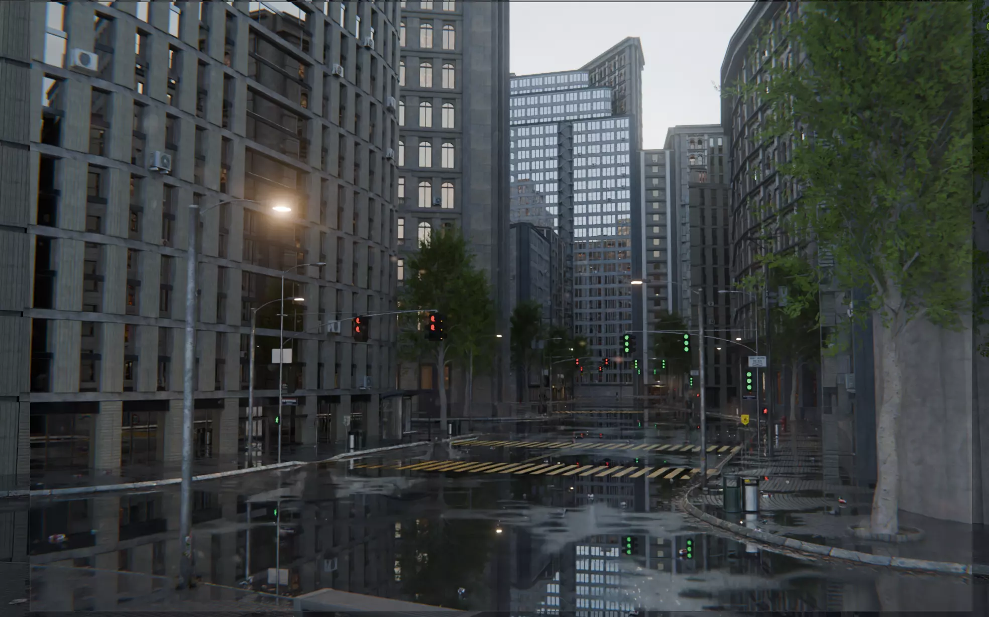 High Rise Urban City Block - Downtown Streets 3D model