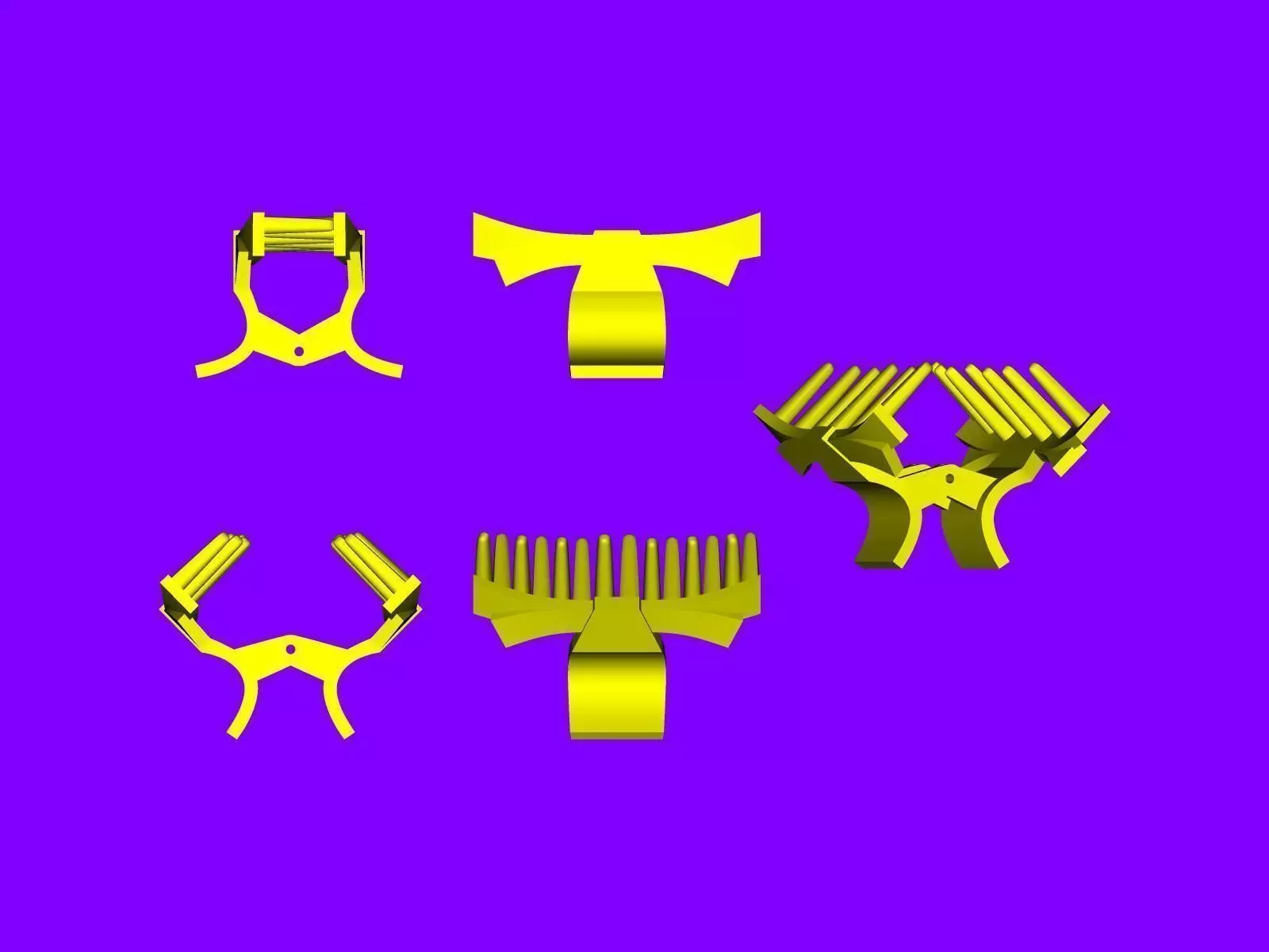 Clip four different hair combs 3D print model_0