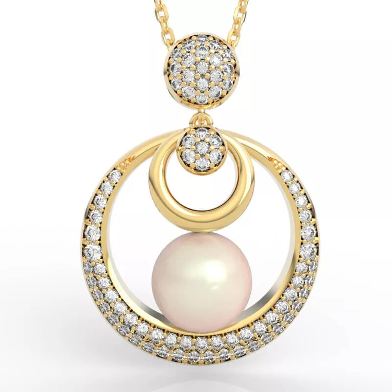 Crescent Moon Drop Pearl Pendant Necklace 3D print model