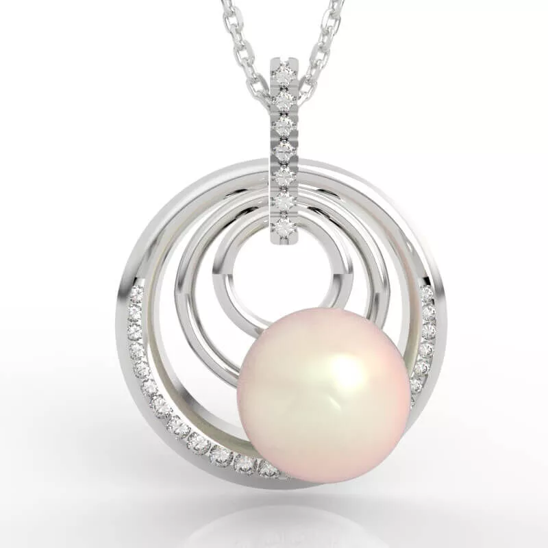 Triple Ring Floating Pearl Jewelry 3D print model