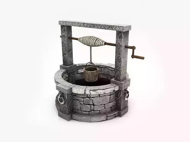 Old stone well model Low-poly 3D model