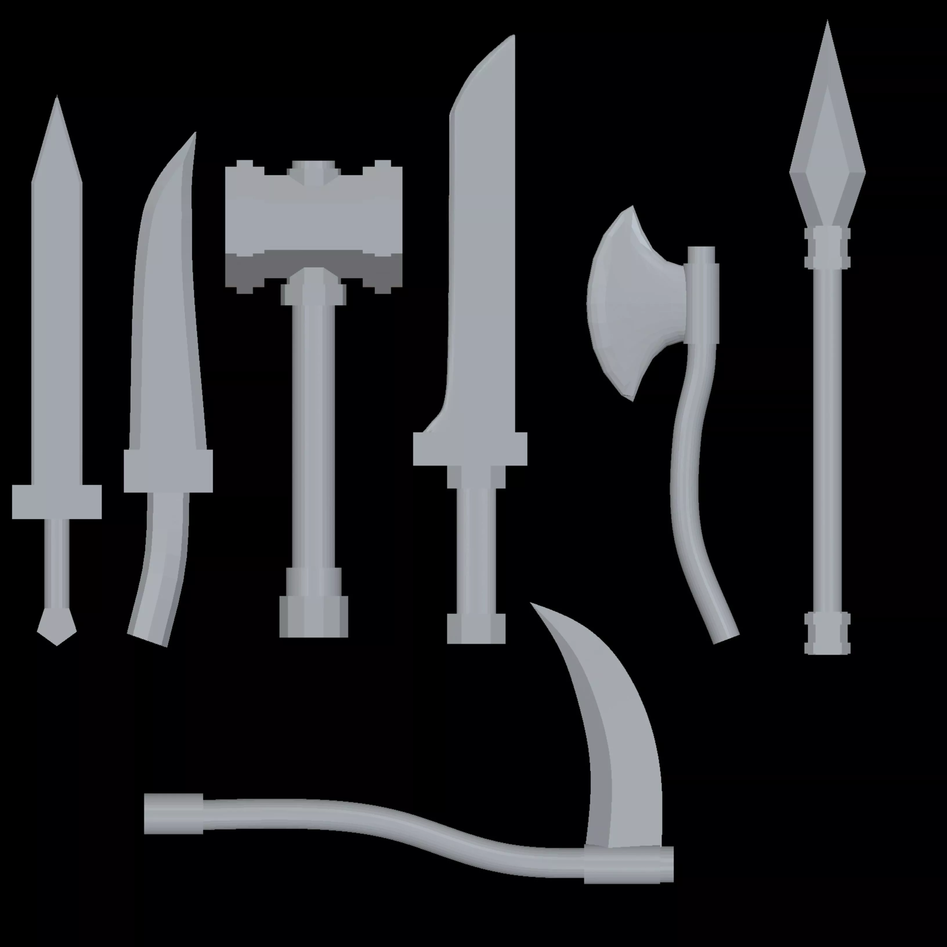 raw weapon pack Low-poly 3D model