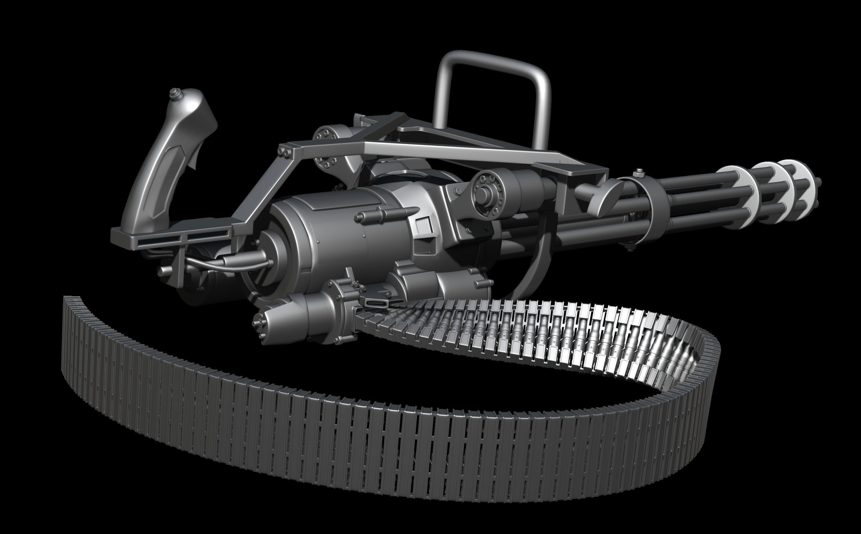 M134 Minigun Low-poly 3D model_6