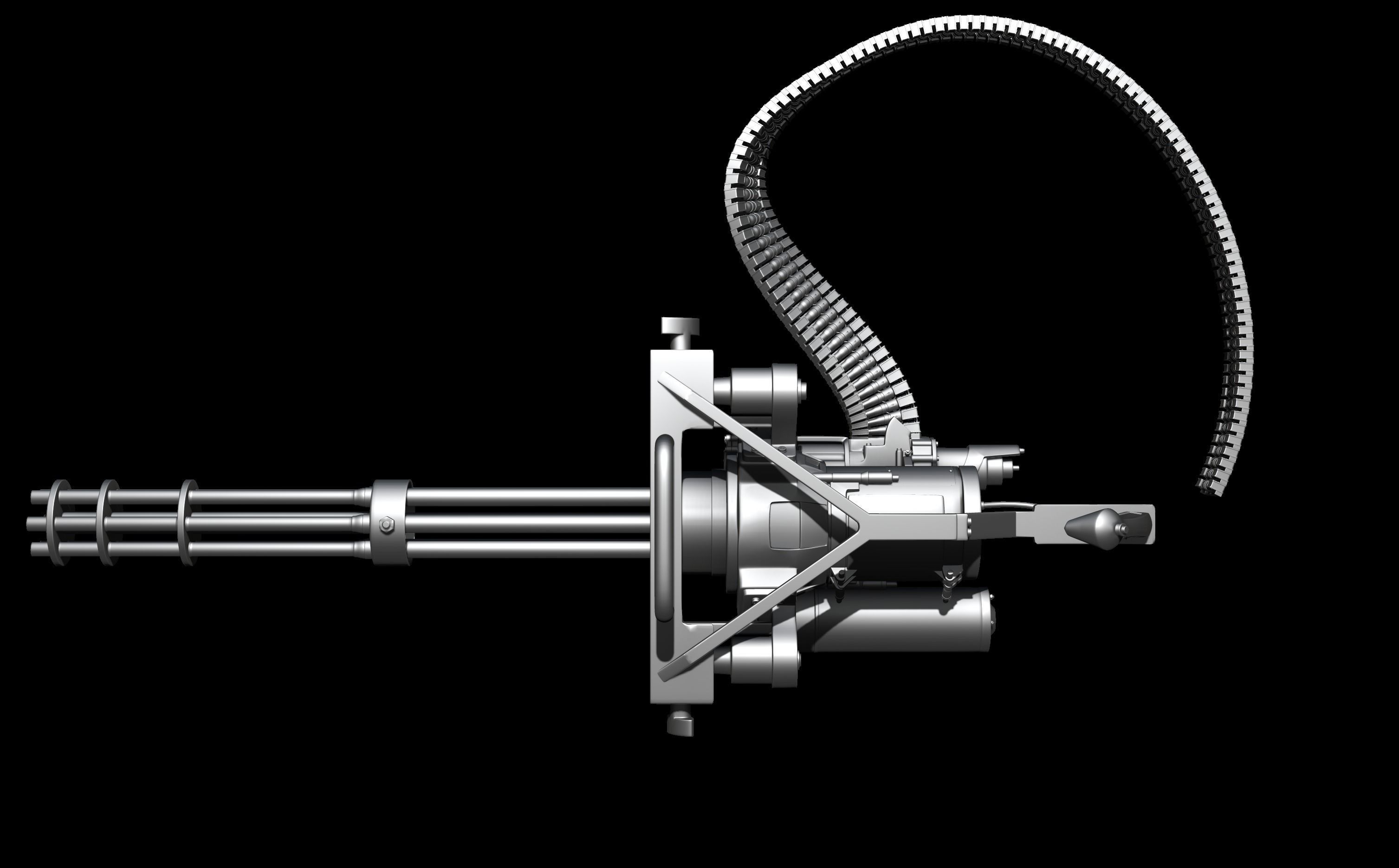 M134 Minigun Low-poly 3D model_9