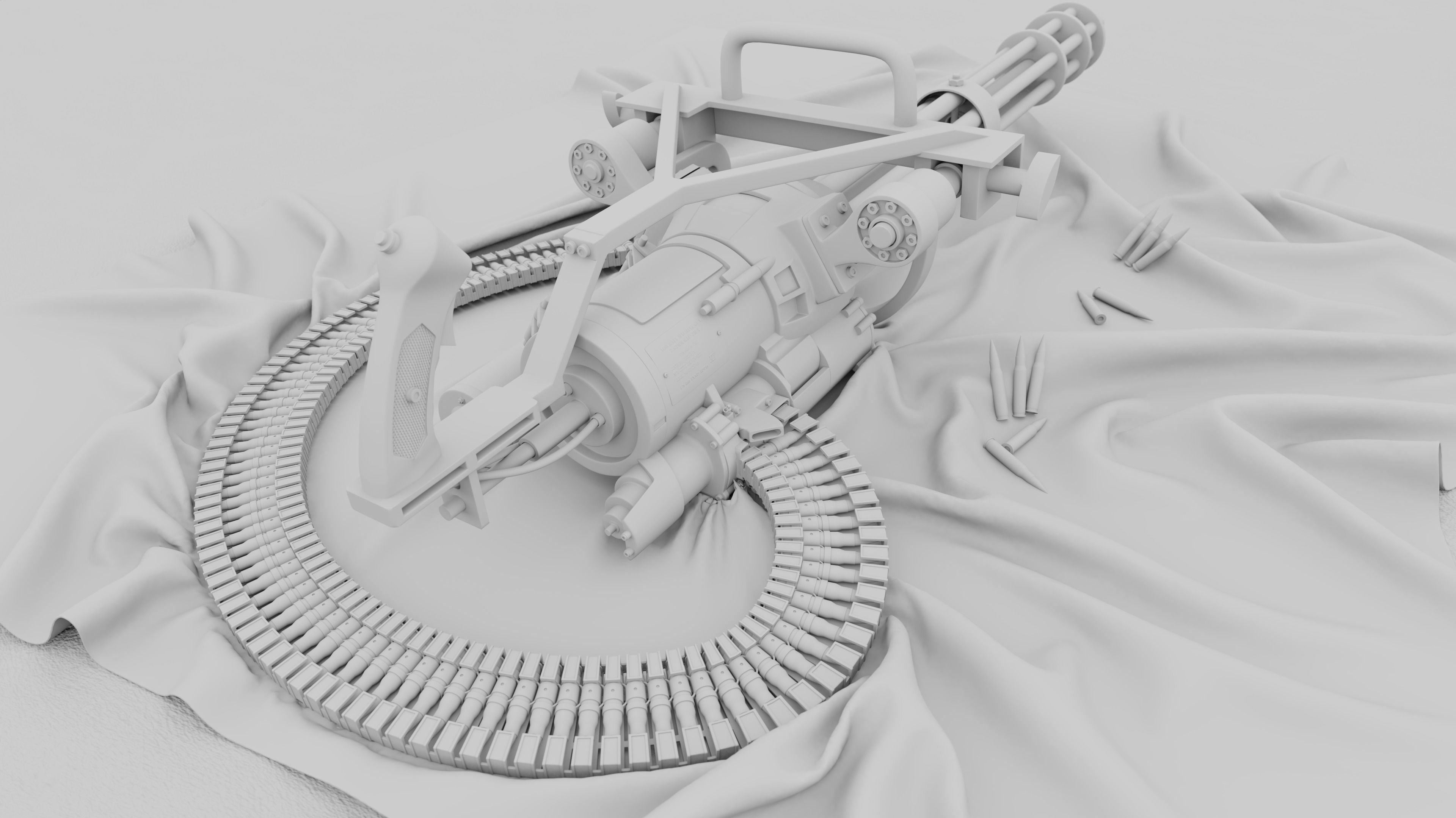 M134 Minigun Low-poly 3D model_3