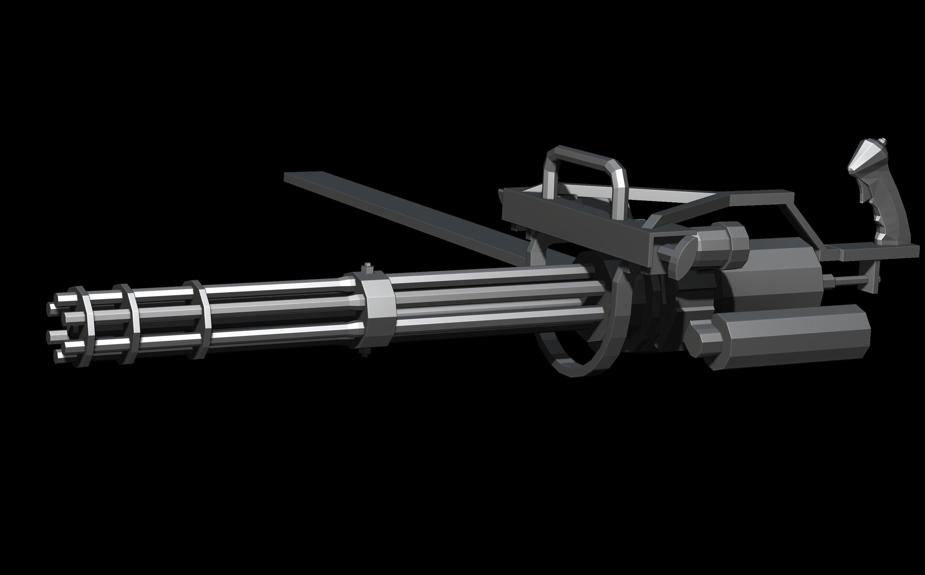 M134 Minigun Low-poly 3D model_11