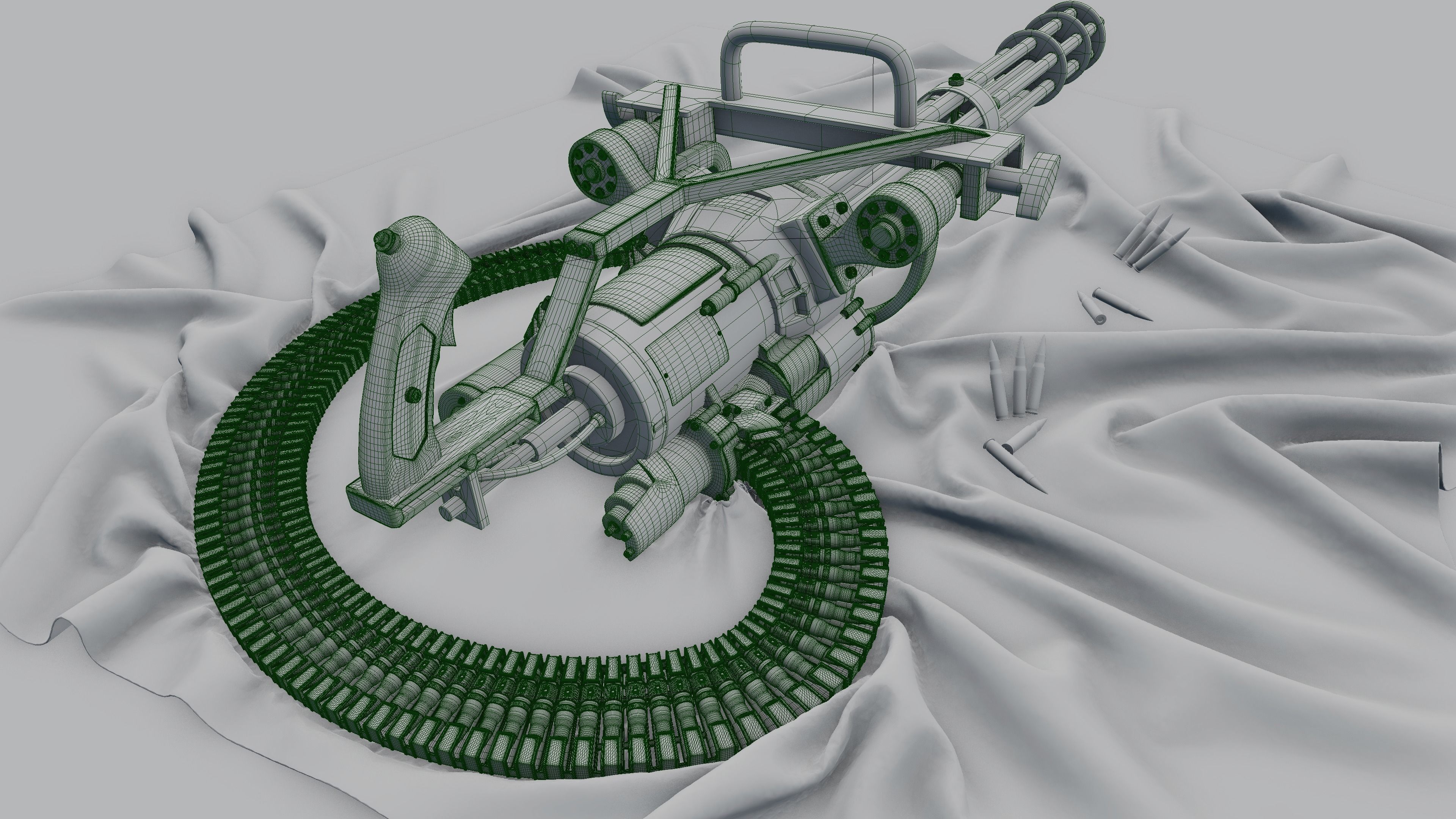 M134 Minigun Low-poly 3D model_4