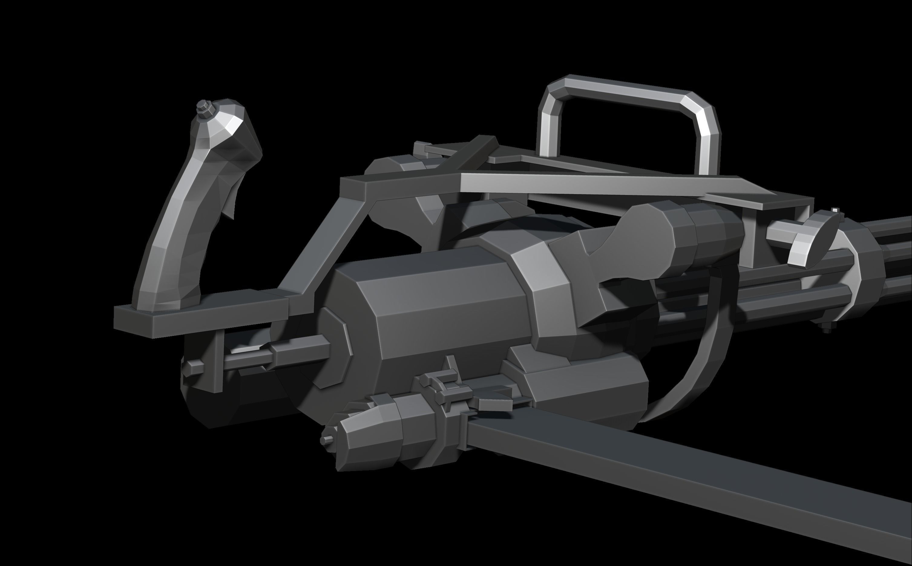 M134 Minigun Low-poly 3D model_10
