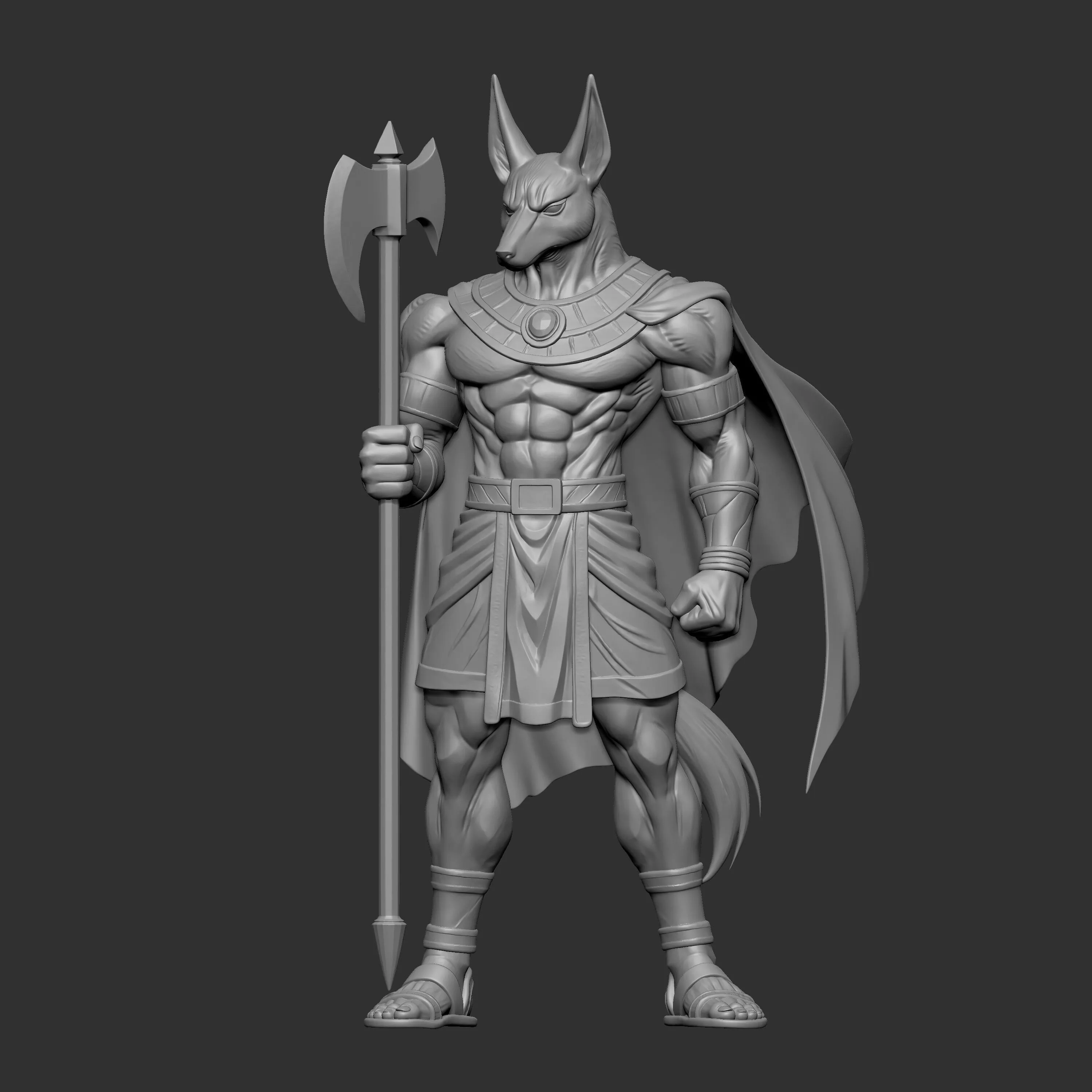 3D digital sculpt of the Egyptian god Anubis 3D print model
