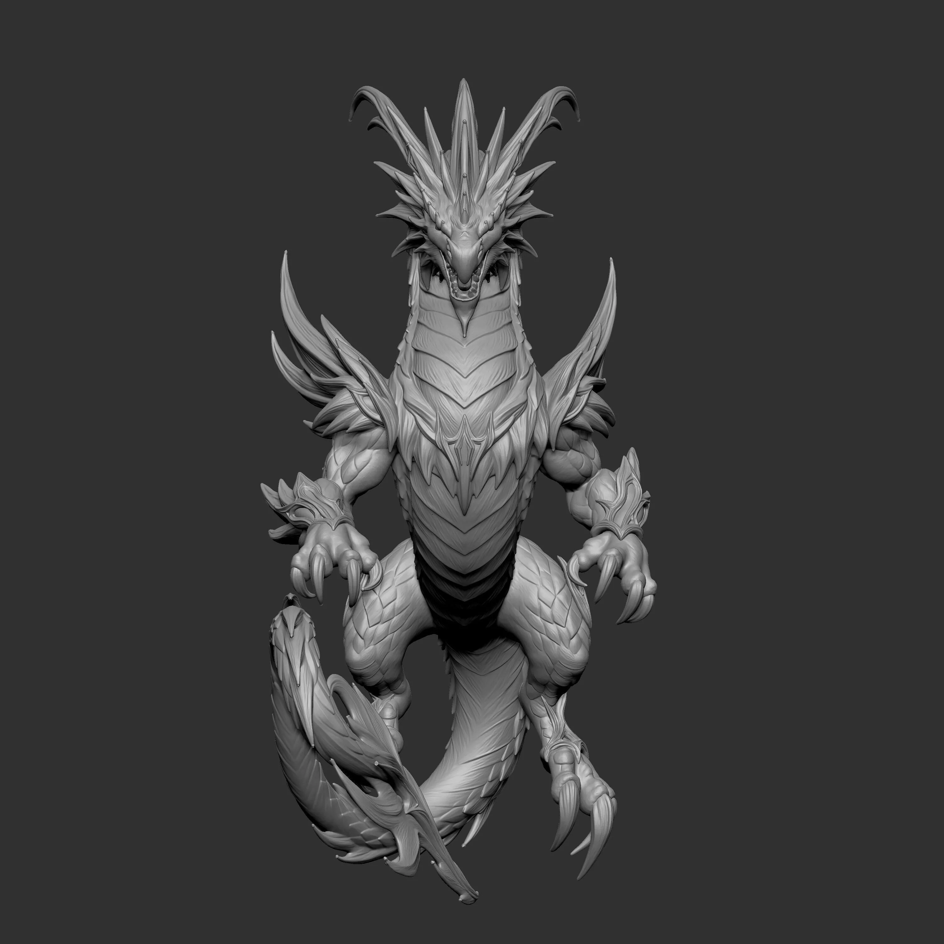 specifically a fantasy dragon or Qilin sculpture sculpted 3D print model