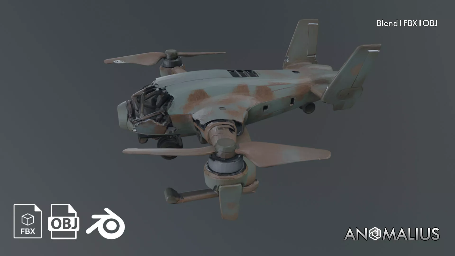 destroyed VTOL 3D model