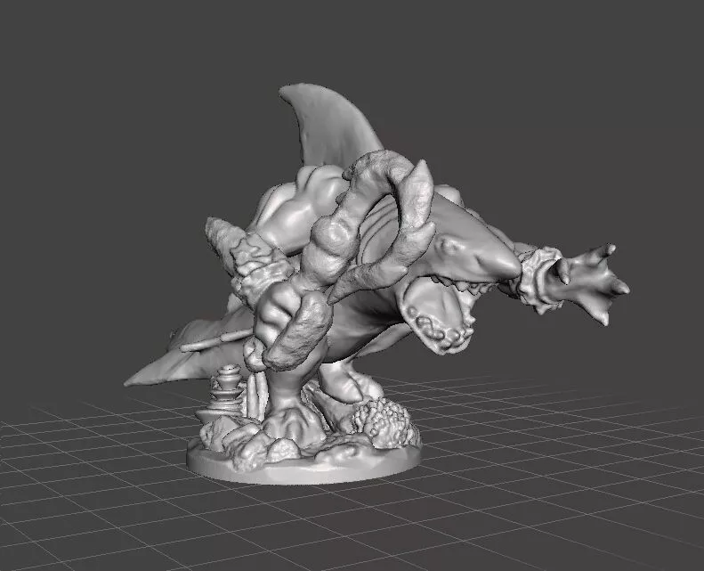 WERESHARK WARRIOR MINIATURE MODEL FOR FANTASY GAMES DND RPG 3D print model