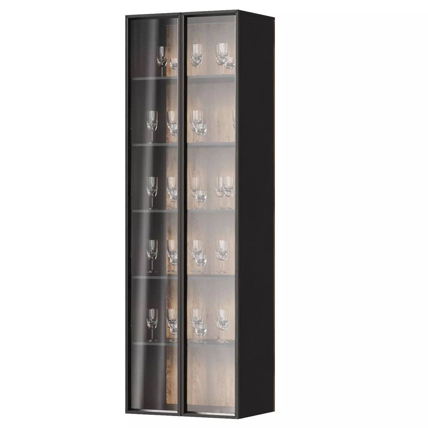 Glass Cabinet with Glassware Low-poly 3D model
