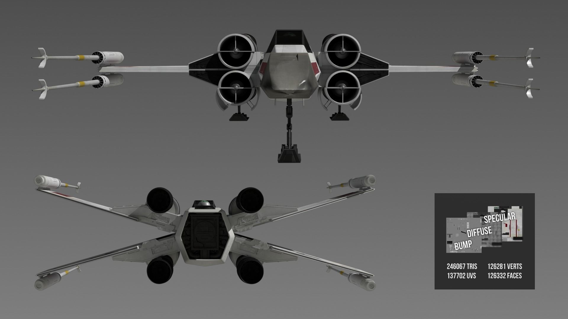 X-wing Starfighter 3D model_11