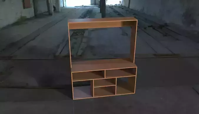 Shelf wooden in empty building