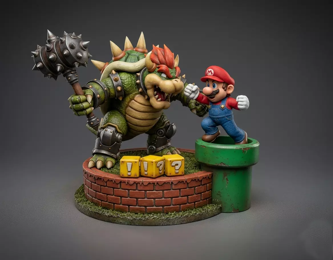 Action Figure - Mario Bros vs Bowser -05 3D print model