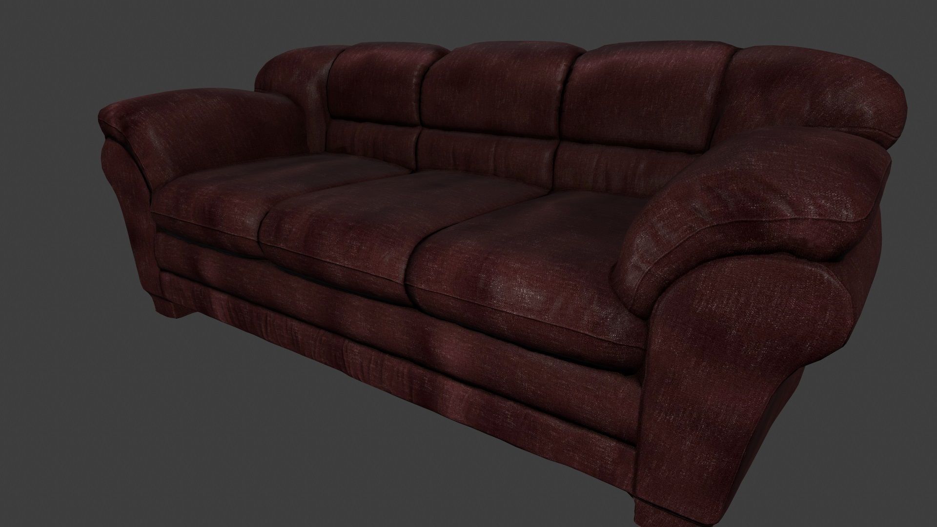 Armchair leather couch Low-poly 3D model_4